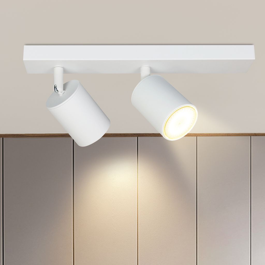 ZMH LED Deckenleuchte Weiß Deckenstrahler 2 Flammig, GU10 Deckenlampe 330°Schwenkbar Deckenspots Modern Industrial Wandstrahler für Flur Badzimmer