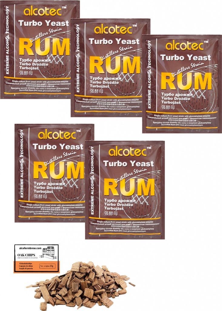 5 x Alcotec Turbohefe - Rum-hefe, Alkohol Brennhefe, Gärhefe, Wodkahefe