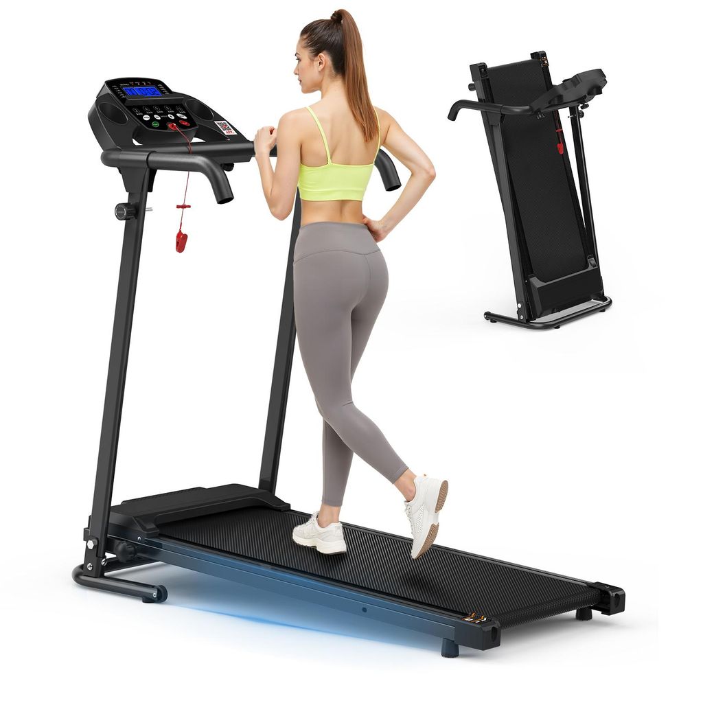 AIORBER Klappbares 2-in-1 Laufband mit App, 12 Programmen, Dämpfung, Tablethalter, bis 120kg, Schreibtisch Walking Pad, schwarz
