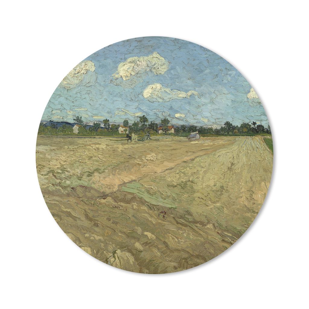 MuchoWow Mauspad Mousepad Gepflügte Felder - Vincent van Gogh 50x50 cm - Mousepads - Maus Mat - Pad - Mausunterlage - Vinyl