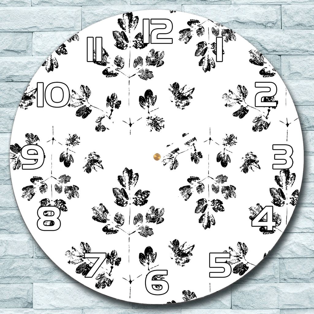 Wanduhr aus Glas Rund fi 30 Blätter Drucken Quarz Deko Schlafzimmer Büro