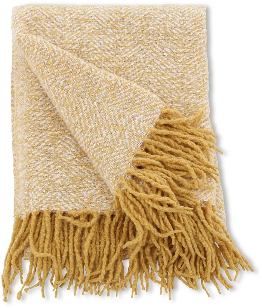 Coperta Plaid Toby 170x130 Giallo Bianco | Tessile Arredo Moderno Chic