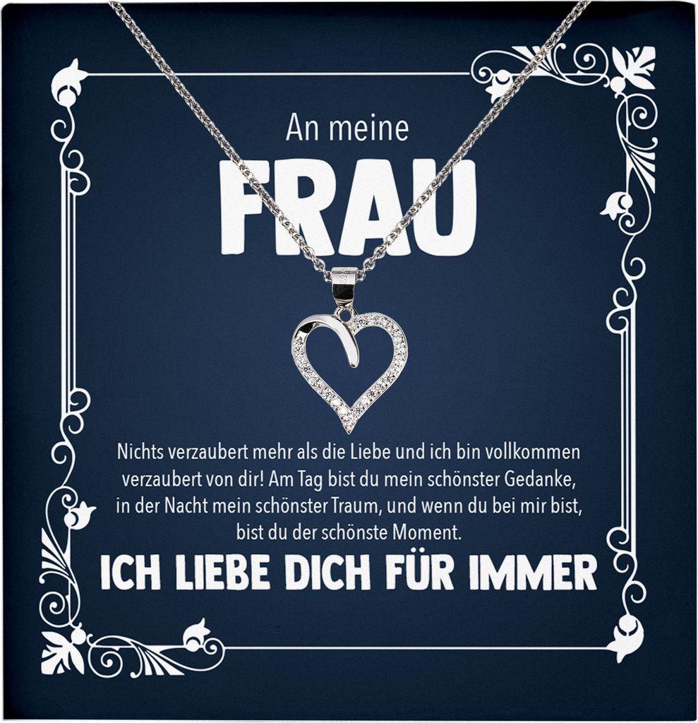 22Feels Echt Silber Halskette - Ehefrau Geschenk Frauen Schmuck Hochzeitstag Valentinstag Geburtstag - Herz Anhänger, Karte
