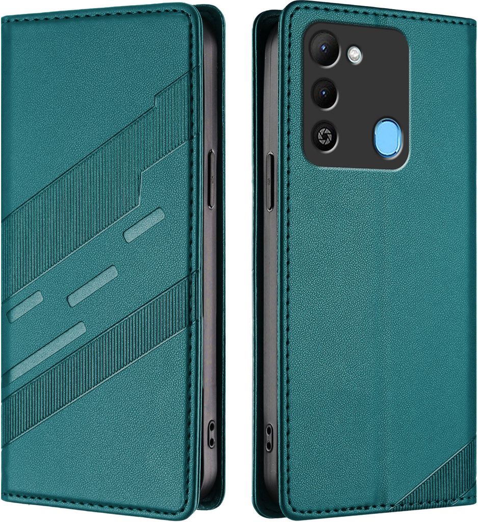 Hülle für Tecno Spark Go 2022/Spark 8C/Spark 9, Kunstleder Brieftaschen Handyhülle mit Kartenfach und Standfunktion Grün