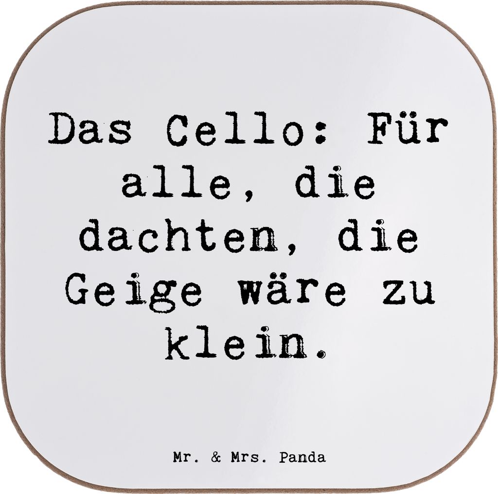 Mr. & Mrs. Panda Untersetzer Glas Spruch Cello Magie - Weiß - Geschenk, Musik, Orchester, Tischschoner, Coaster, Solo, Geigenspieler, Tasse, Instr...