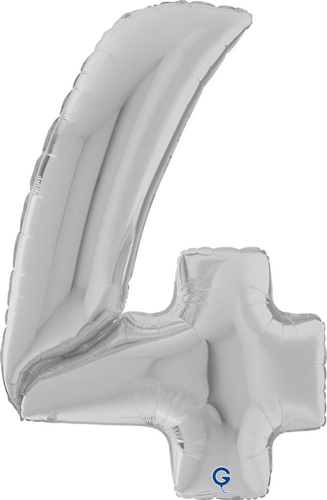 Riesenzahl Giant - Folienballon 64"/162cm - Silber Zahl: 4