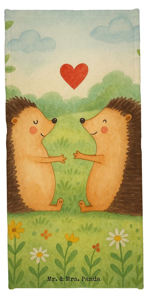 Mr. & Mrs. Panda Duschhandtuch Igel Liebe Design - Grau Pastell - Geschenk, sporthandtuch, Verheiratet, Hochzeit, Sport Handtuch, Strandtuch, Stran...