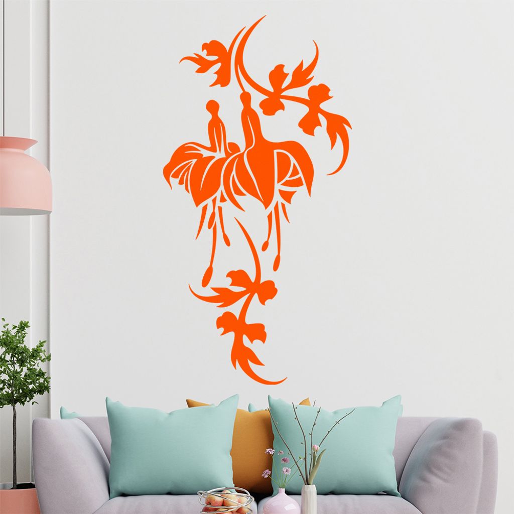 Blume - Linien Wandtattoo in 6 Größen - Wandaufkleber Wall Sticker - Dekoration, Küche, Wohnzimmer, Schlafzimmer, Badezimmer