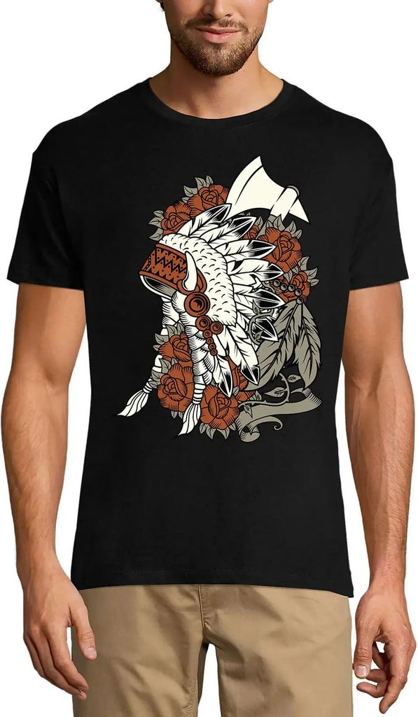 Herren Grafik T-Shirt Indianer Kriegshaube - Kampfhäuptling – Indians War Bonnet - Battle Chief – Öko-Verantwortlich Vintage Jahrgang Kurzarm...