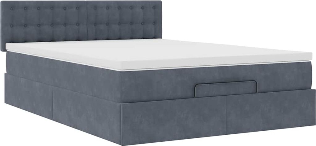 Ottoman-Bett mit Matratze Dunkelgrau 140x200 cm Samt