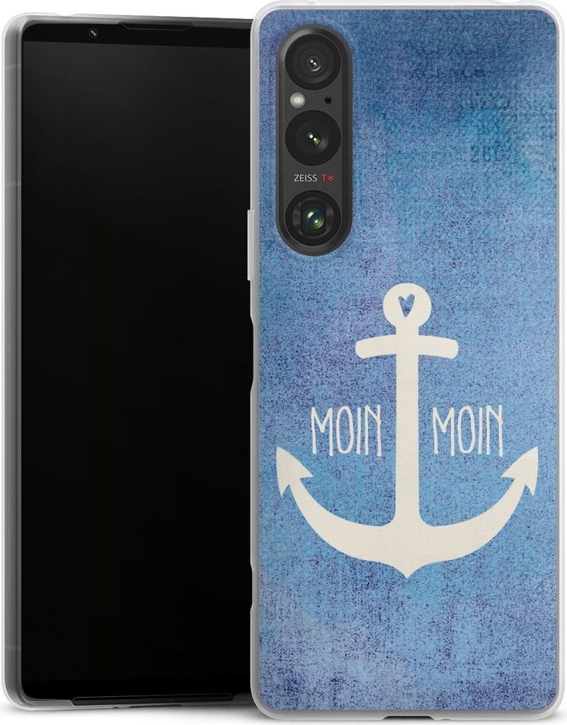 DeinDesign Slim Hülle für Sony Xperia 1 V Silikon Case Ultra Dünn Handyhülle Anker Blau maritim