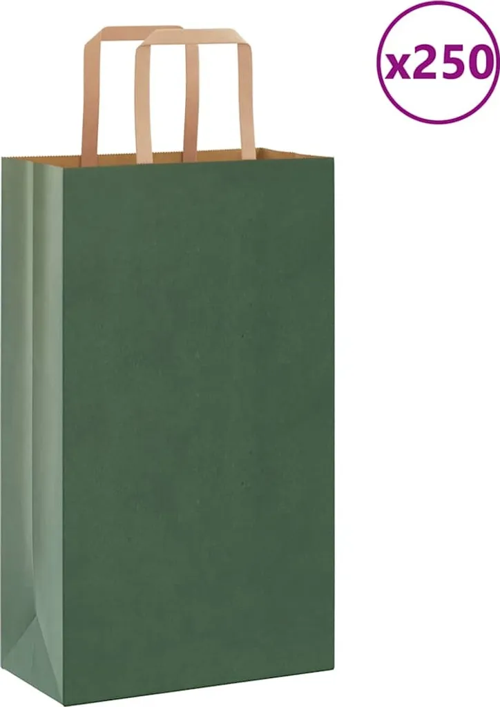 Sacchetti Eco-Friendly Carta Verde 250 pz - Buste 21x11x36 cm Bio