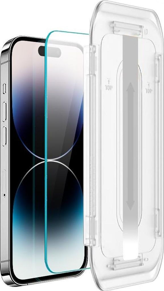 9H gehärtetes Glas für iPhone 14 Pro Max Bildschirm mit Applikator