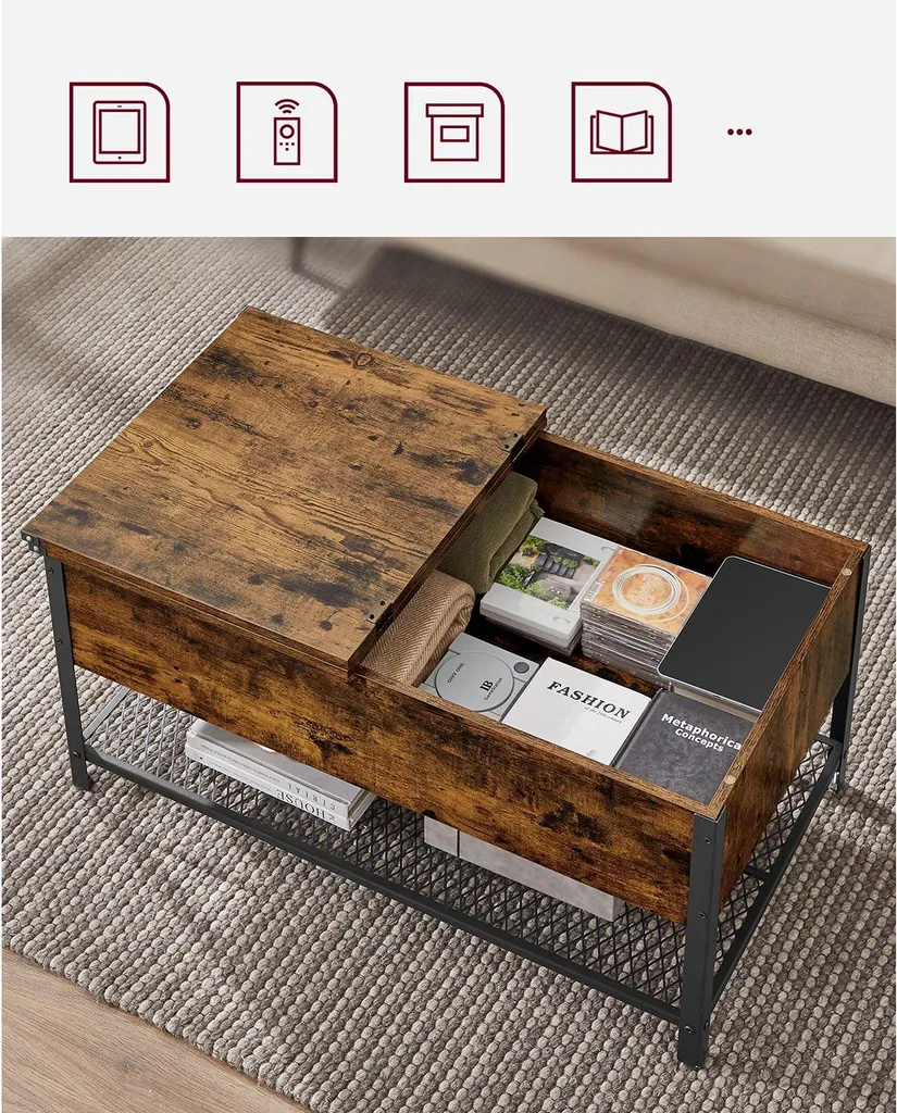 Table basse avec plateau rabattable pour optimiser les petits salons