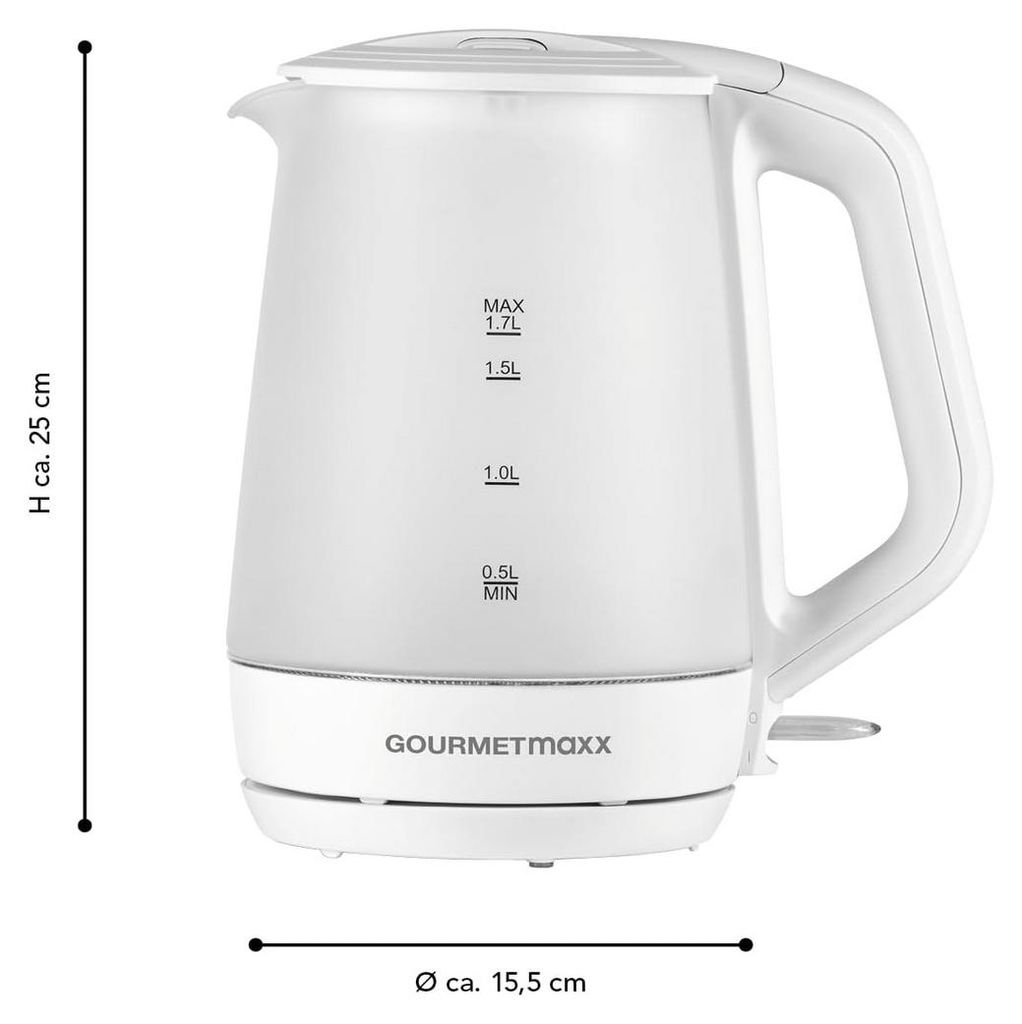 GOURMETmaxx Glas Wasserkocher 1,7 Liter Kabelloser 360° Produktbild 