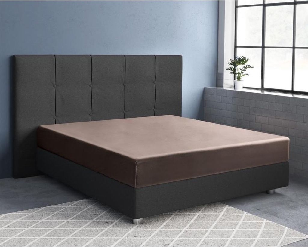 Primaviera Deluxe Satijnen Spannbettuch Taupe 140 x 200 cm