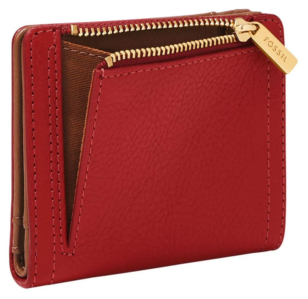 FOSSIL Logan Small Bifold : Porte-monnaie RFID en cuir rouge Garnet - 5