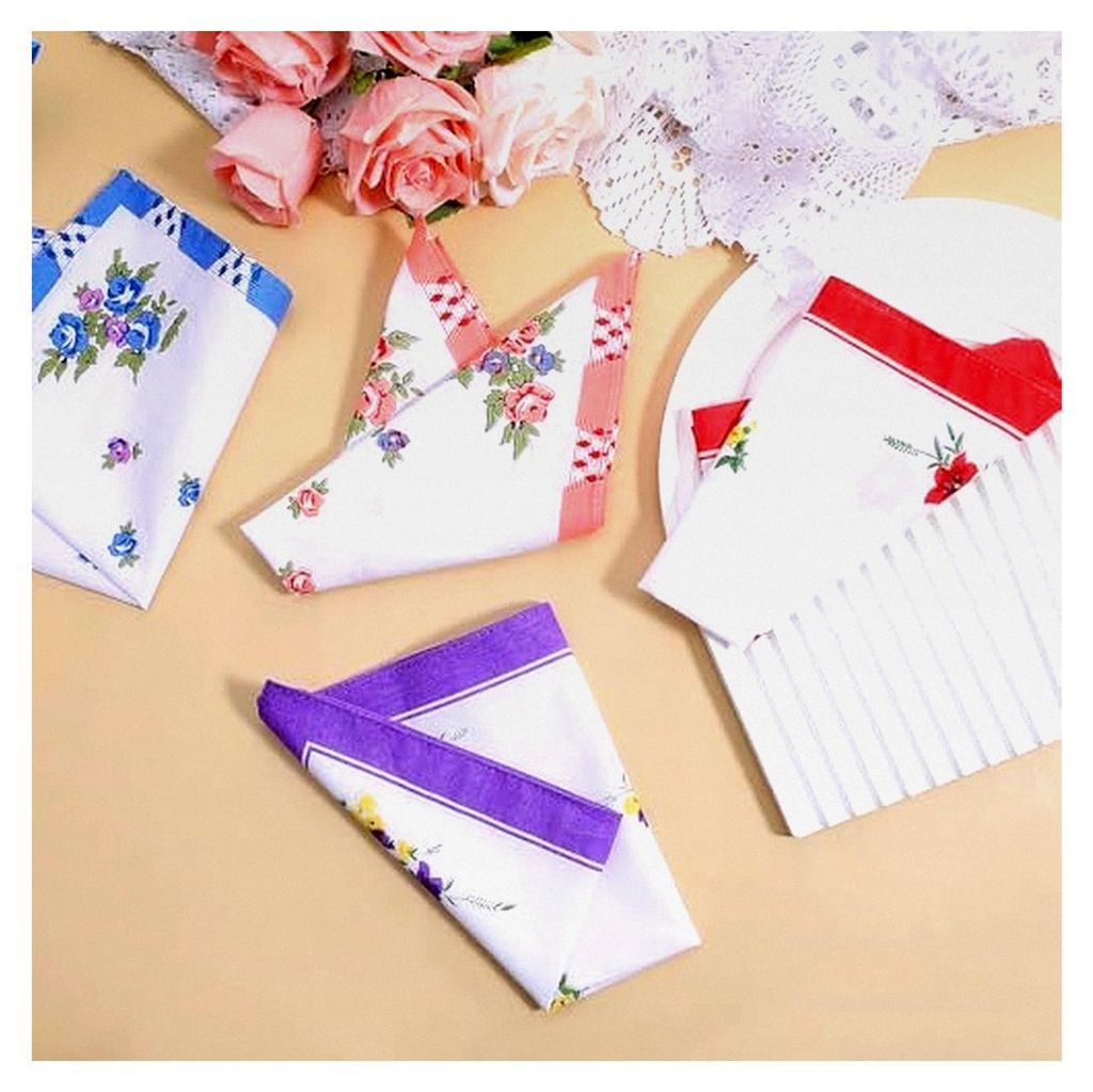 Baumwolltaschentücher für Damen, 6 Stück, im Vintage-Stil, florales Design für Feierlichkeiten und Hochzeiten