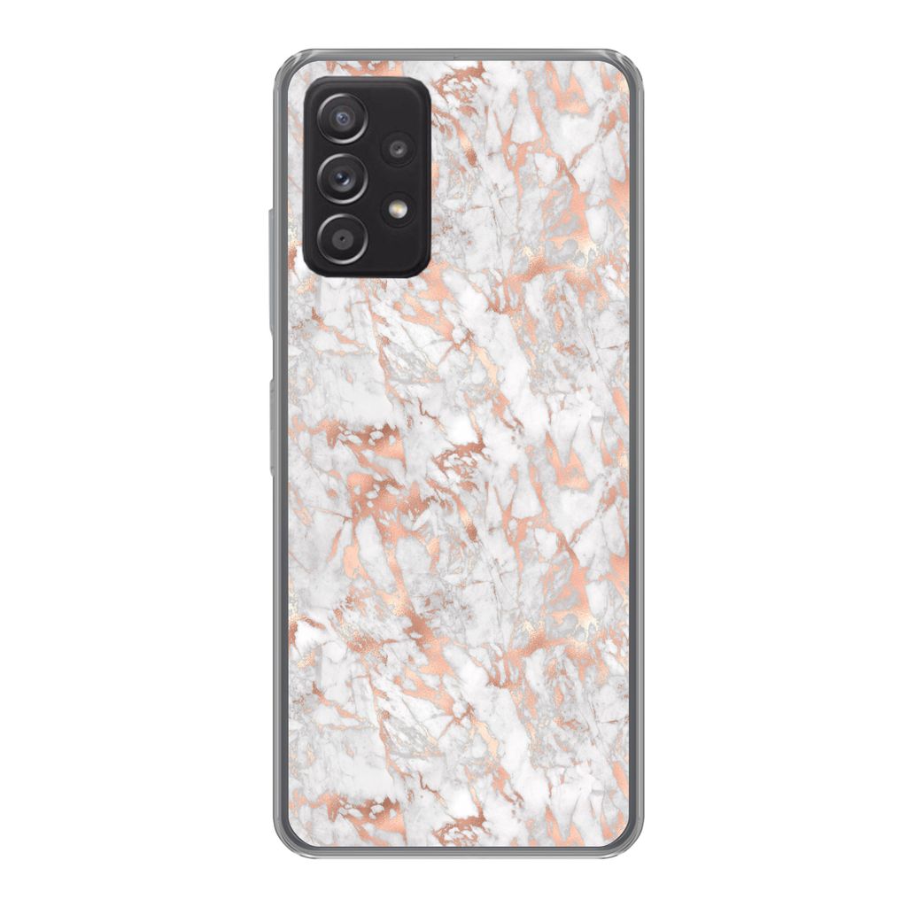 MuchoWow Handyhülle Schutzhülle Hülle für Samsung Galaxy A53 5G Marmor - Roségold - Luxus - Muster Silikon Softcase Handy Hülle - Schutzabd...