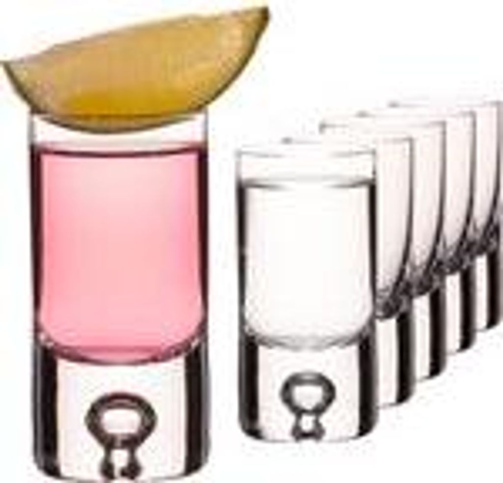 IMPERIAL Shotgläser 6er Set – Schnapsgläser aus Crystalline Glas – 30ml Volumen – Pinnchen mit Luftblase im Boden Handmade "Lissabon"