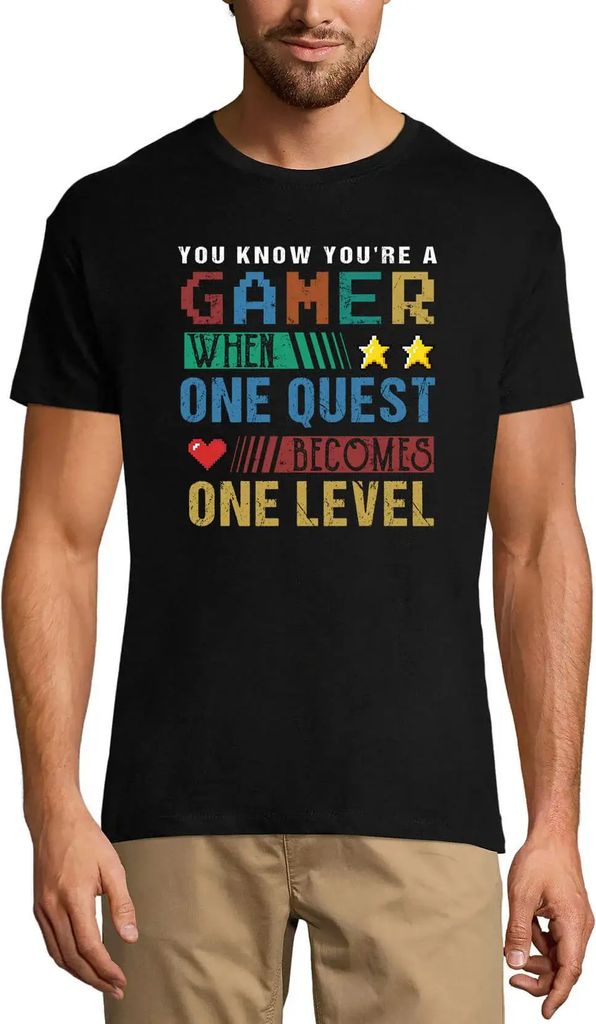 Herren Grafik T-Shirt Ein Quest wird zu einem Level - Zitat Spiele - Scherz – One Quest Becomes One Level - Gaming Quote - Joke – Öko-Verantwo...