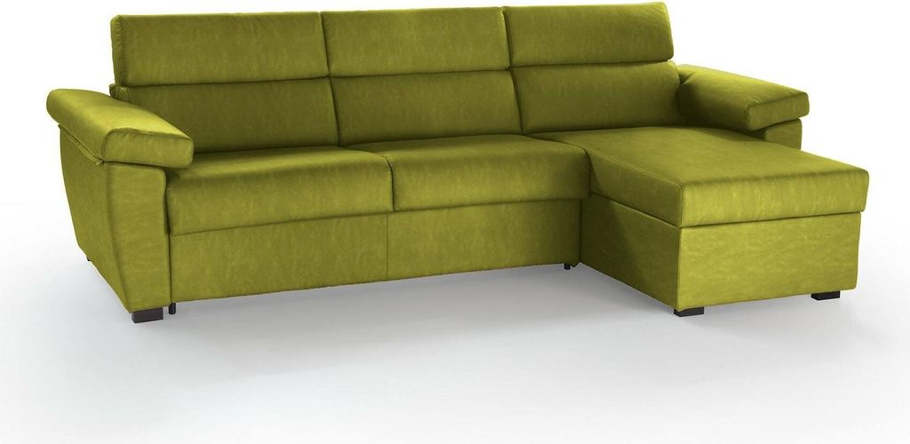 Sofa mit Halbinsel Vincenza, Ecksofa für Wohnzimmer, gepolstert, abnehmbarer Bezug, 100 % Italy-Qualität, 285x160 h100 cm, Grün