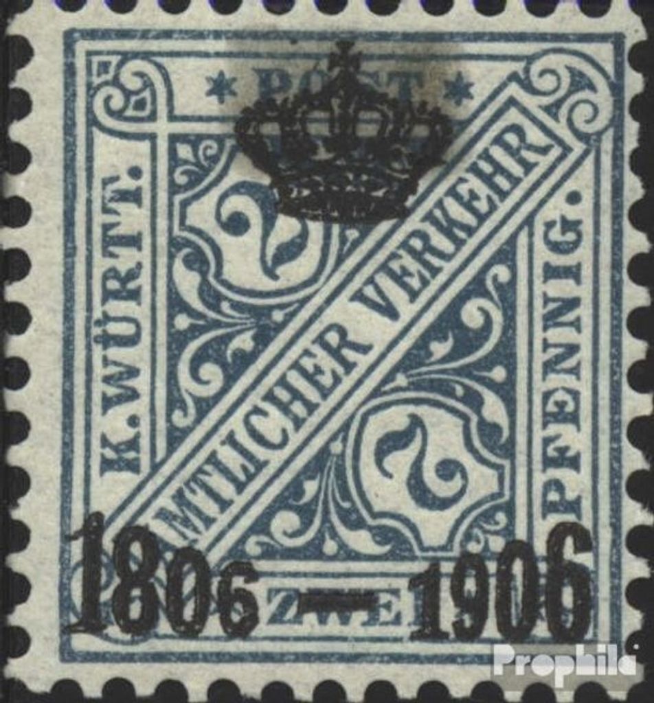 Briefmarken Württemberg 1906 Mi D217 postfrisch Ziffern in Schildern