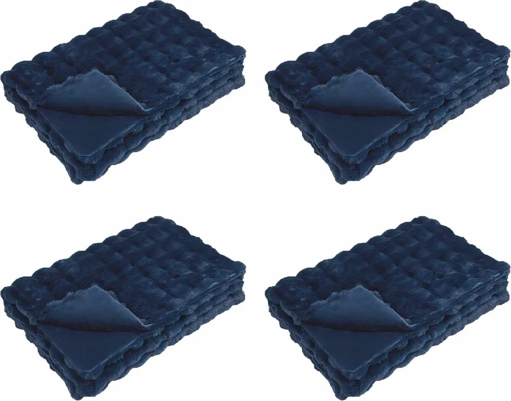Set 4 Coperte Blu Navy vidaXL: Il Calore Avvolgente del Coniglio
