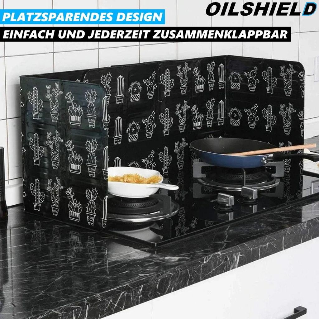 Paraschizzi Cucina Pieghevole 4 Lati Antiaderente – Alluminio E Acciaio Inox, Protegge Pareti E Fornelli Da Olio E Grasso