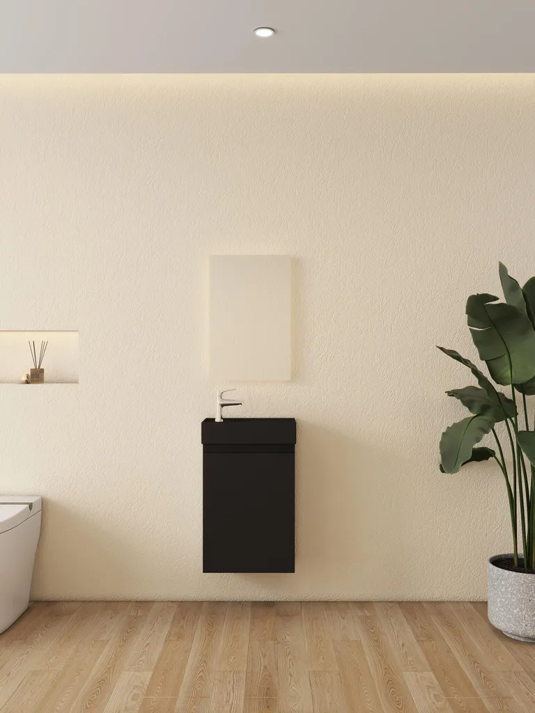 Meuble vasque compact 65 cm noir pour rangement salle de bain chic