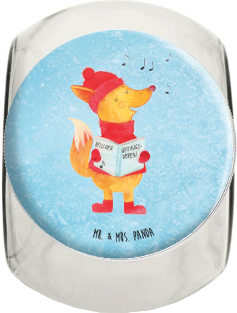 Mr. & Mrs. Panda Bonboniere Fuchs Sänger L 870ml - Eisblau - Geschenk, Aufbewahrungsdose, Weihnachtslieder, Weihnachten, Singen, Teedose, Vorratsd...