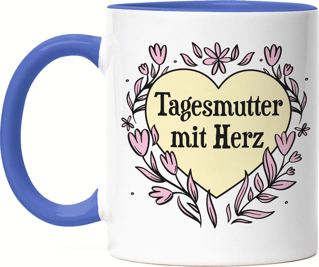 Tagesmutter mit Herz Tasse Blau Geschenkidee Zum Danke Sagen Beste Tagesmutter