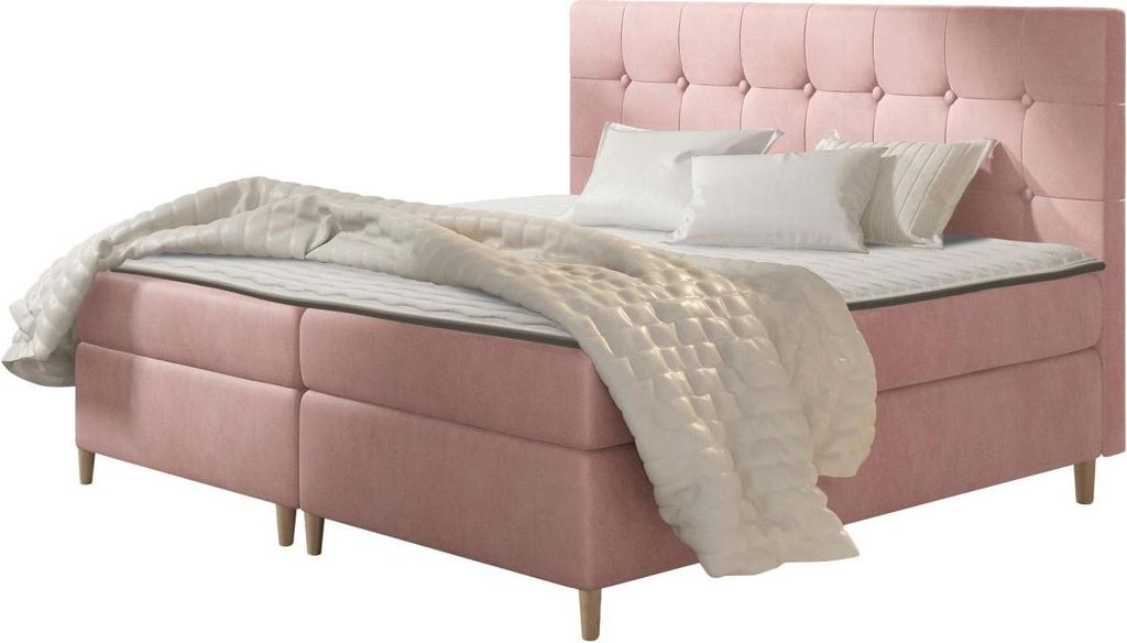 MIRJAN24 Boxspringbett Avanti, Doppelbett mit zwei Bettkästen, Ehebett mit Matratze (Farbe: Magic Velvet 2257, Größe: 120x200 cm)