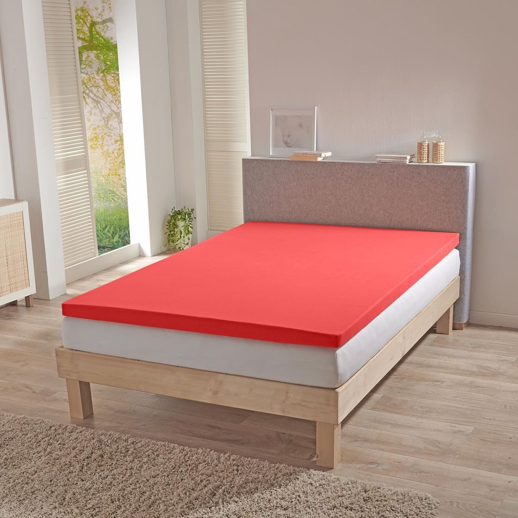 Bettwaren-Shop Jersey-Elasthan Topper Spannbettlaken Multi-Stretch 140x200 - 160x220 cm rot