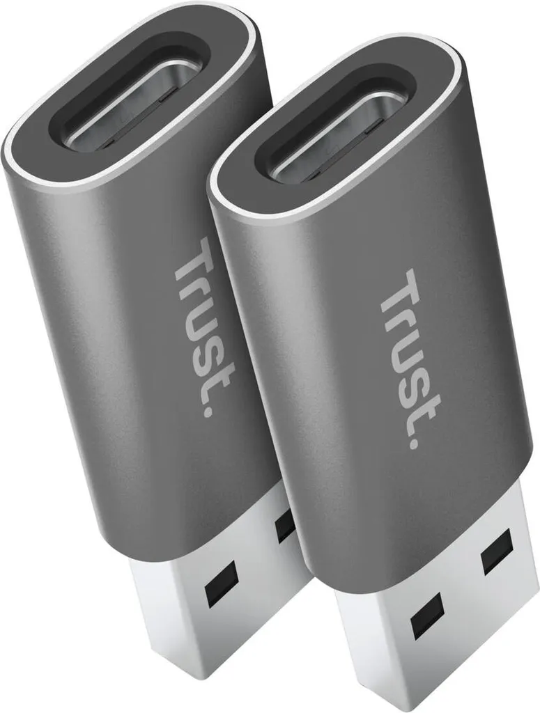 Adaptateur USB Trust 25573 Gris compact et robuste - Pack de 2 pièces
