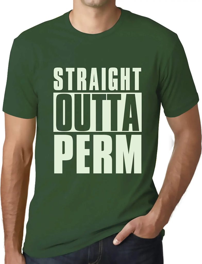 Herren Grafik T-Shirt Direkt aus der Dauerwelle – Straight Outta Perm – Öko-Verantwortlich Vintage Jahrgang Kurzarm Lustige Druck Geburtstag G...