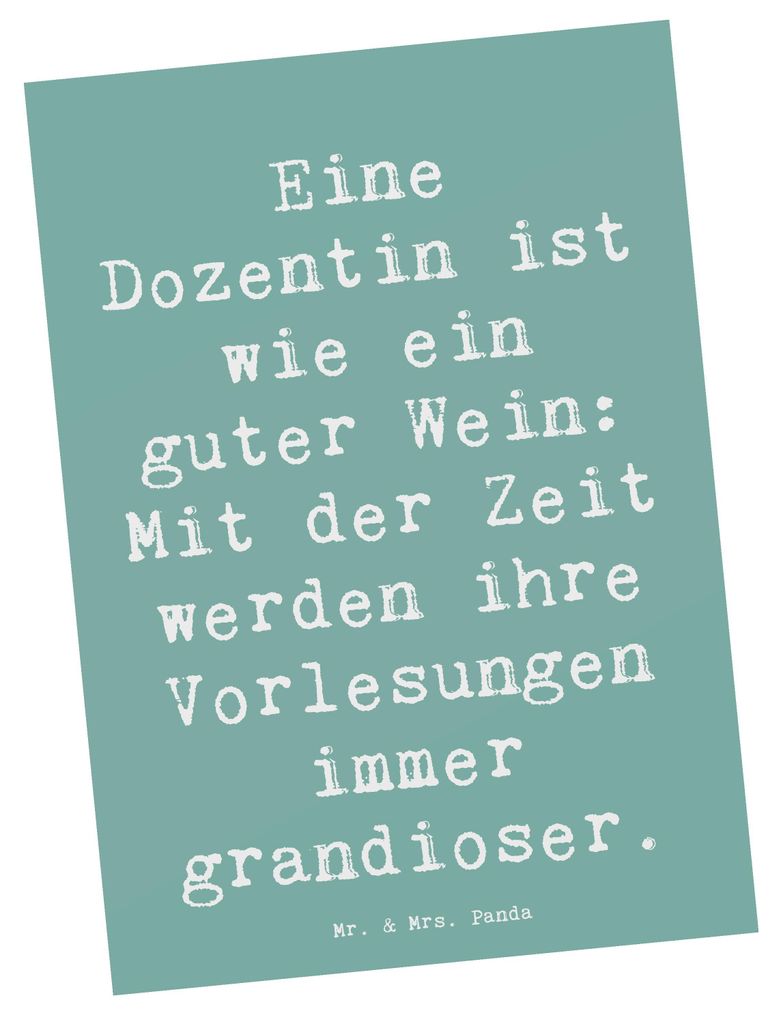 Mr. & Mrs. Panda Ansichtskarte Spruch Dozentin Genuss - Meeresbrise - Geschenk, Postkarte, Ansichtskarten, Berufe, Wertschätzung, bildkarte, Gruß...