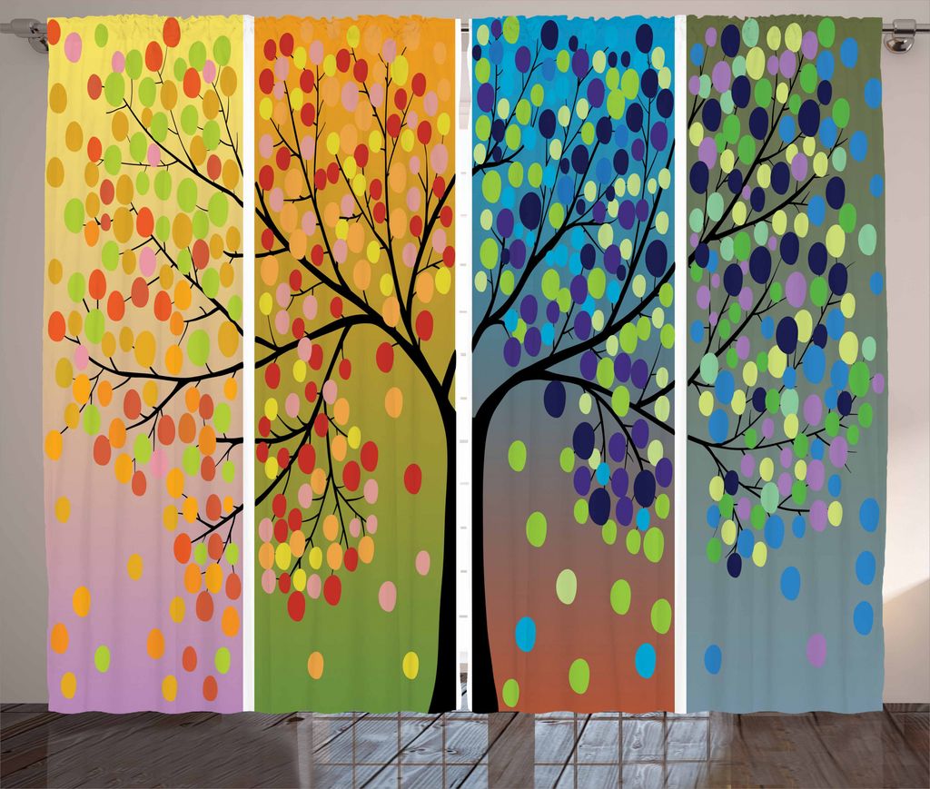 ABAKUHAUS Bunt Rustikaler Gardine, Kinder-Digital-Zeichnung, Schlafzimmer Kräuselband Vorhang mit Schlaufen und Haken, 280 x 175 cm, Mehrfarbig