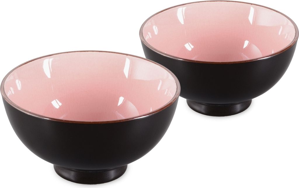 Matcha Schale / Matcha Teeschalen Set, 2x Matcha Schale 250ml rosa, Craquelé-Muster