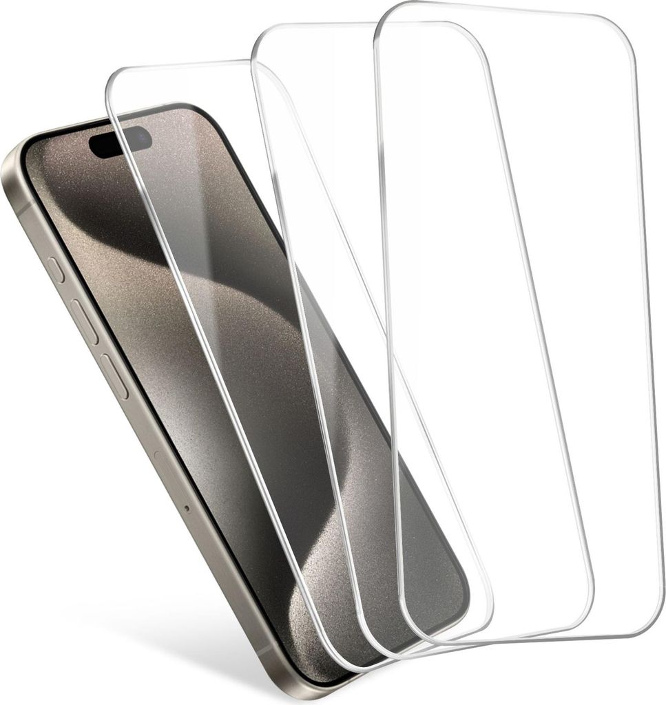 CELLONIC 3x Schutzfolie Handy kompatibel mit iPhone 15 Pro - 6,1 Zoll Smartphone Displayschutz 2.5D aus Tempered Glass 0,33mm Ultra Thin 9H Schutzglas