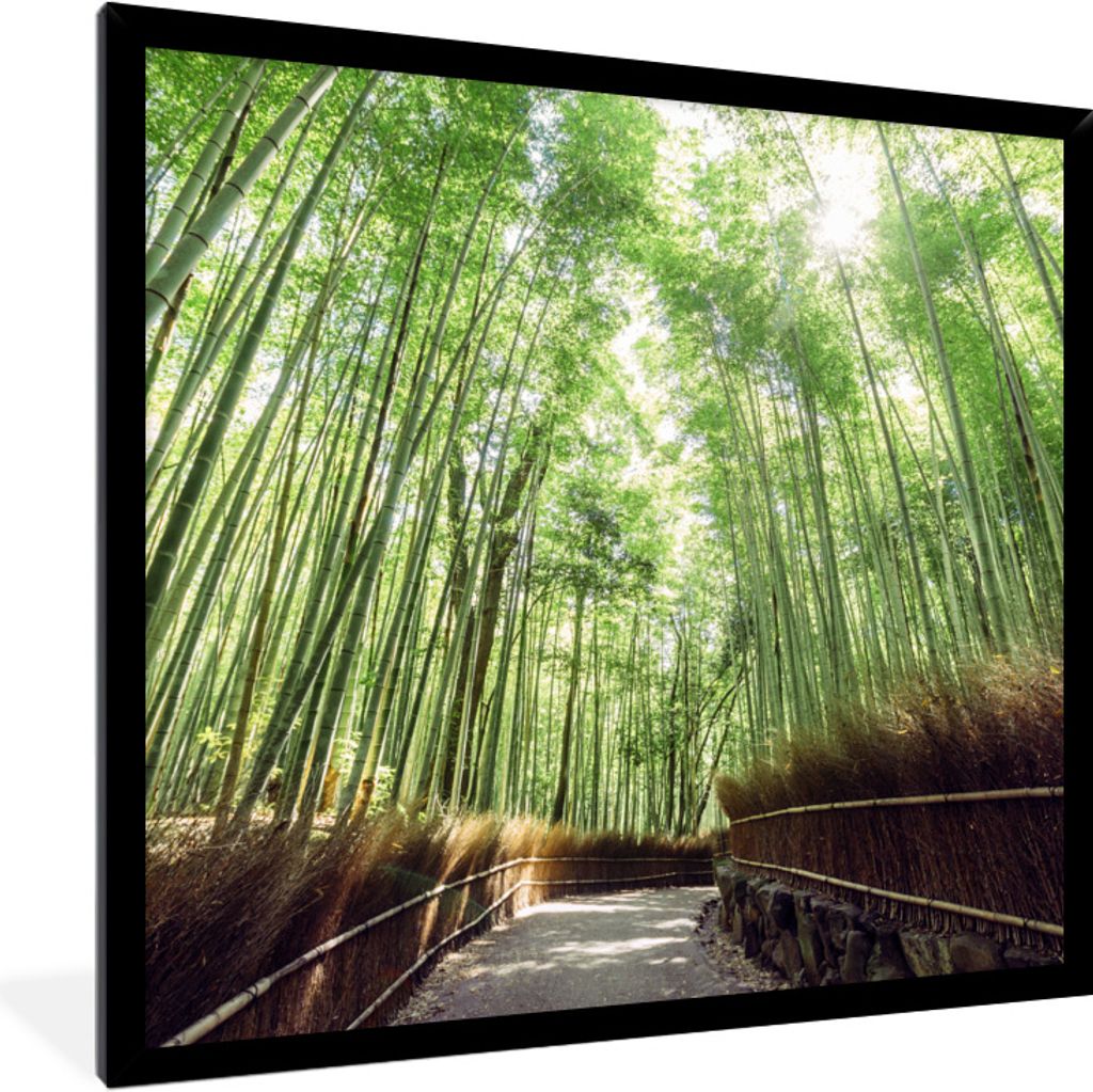 MuchoWow Gerahmtes Poster Bambushain in Arashiyama Japan 40x40 cm - Poster mit Schwarzem Bilderrahmen Wandposter Rahmen Foto Bilder - Mit Rahmen ...