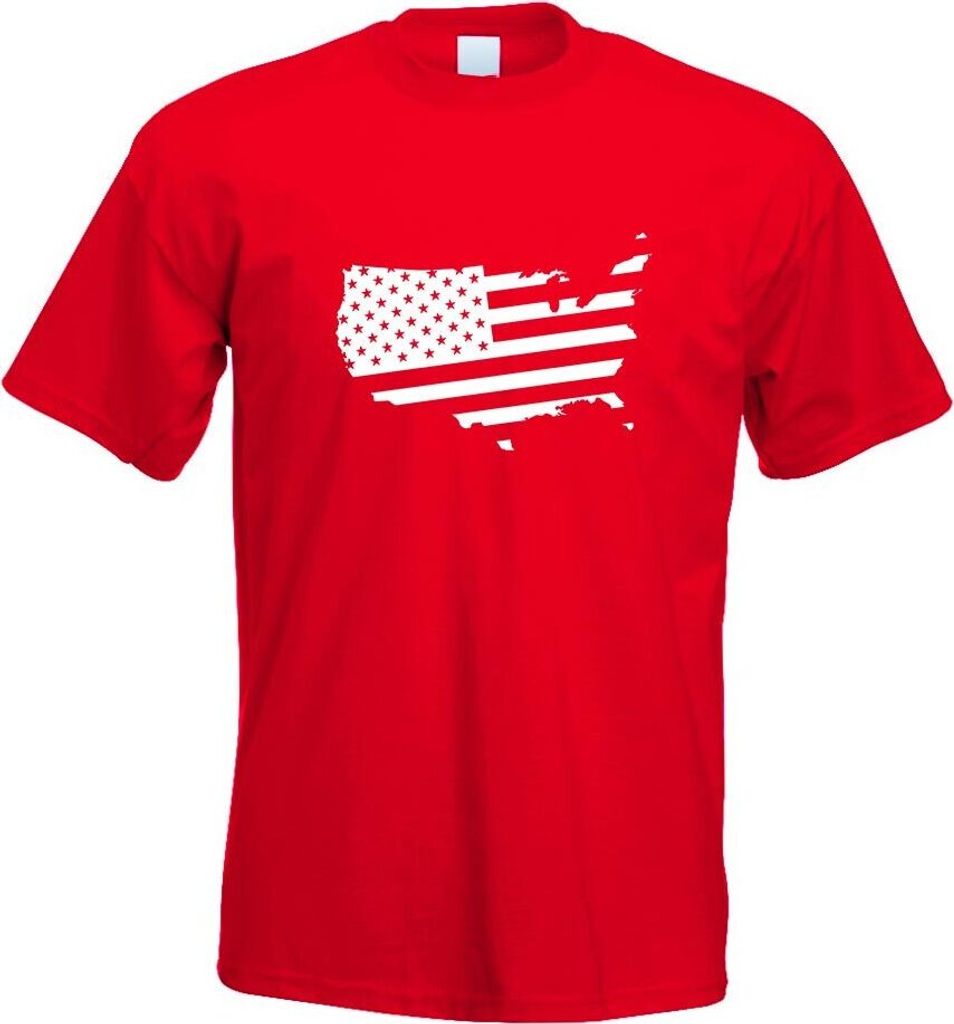 Kiwistar - T-Shirt - rot - Flagge der Vereinigten Staaten Motiv Bedruckt Funshirt Design Print - mit Motiv Bedruckt - Funshirt Design - Sport - Fre...
