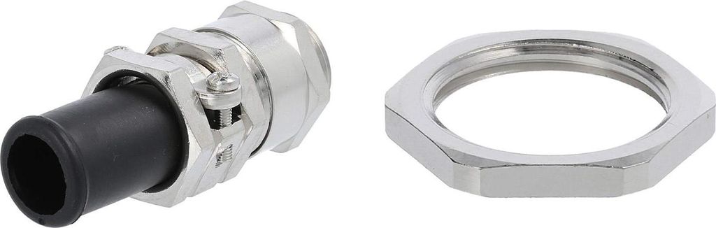 LAPP Verschraubung mit Biegeschutz und Gegenmutter M20x1,5 Sechskant-Zwischenstutzen Messing (CuZn) vernickelt