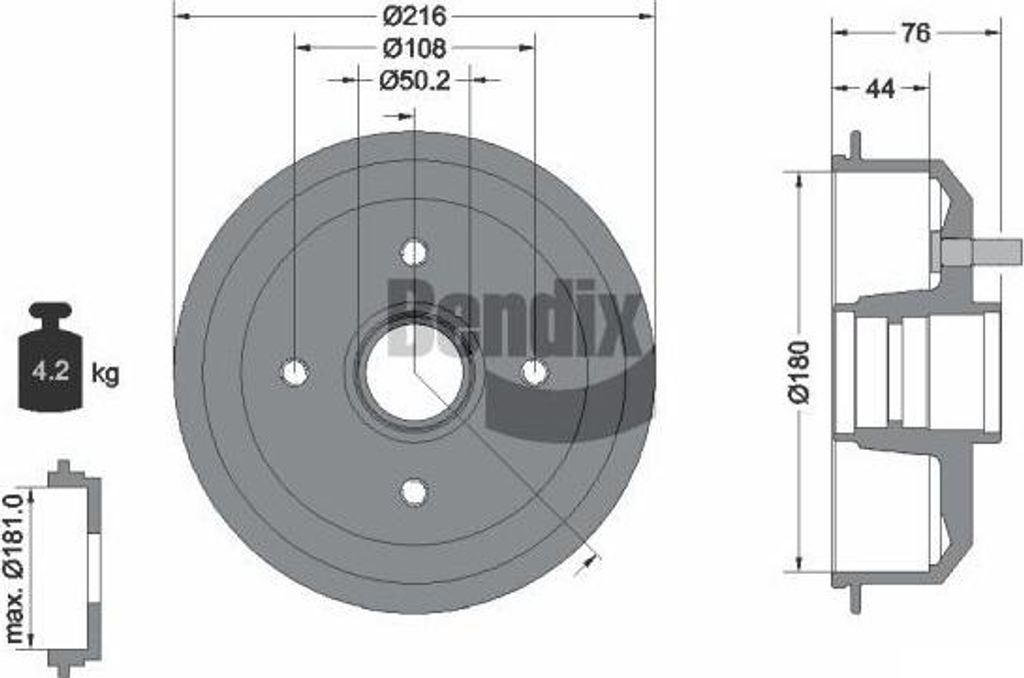BENDIX Braking BDM1020 Bremstrommel OE 1045392 kompatibel mit Escort, Fiesta, KA