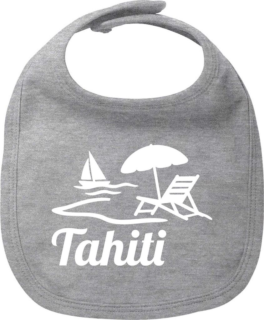 Huuraa Baby Lätzchen Tahiti Inselmotiv Französisch-Polynesien Heather Grey Klettverschluss Baumwolle Latz Geschenkidee