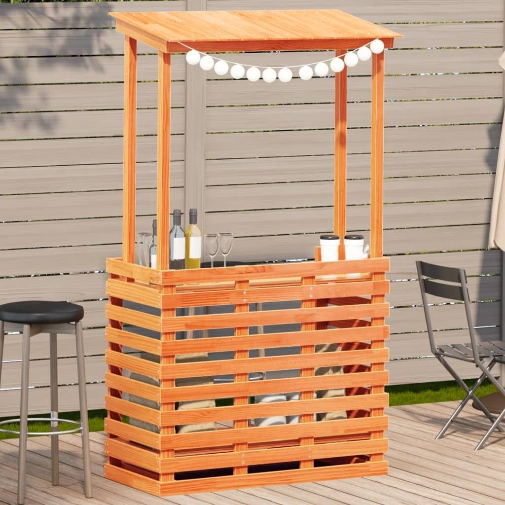 Design Gartenbar mit Dach Braun 112,5x57x195,5 cm Massivholz Kiefer, Gartentische 2024 Neu