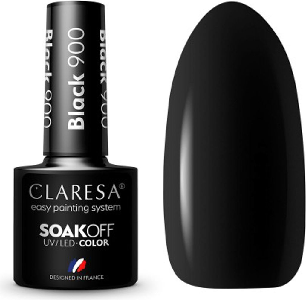 Claresa Soak Off UV/LED Color Lakier hybrydowy 900 Black, Zdjęcie produktu 2
