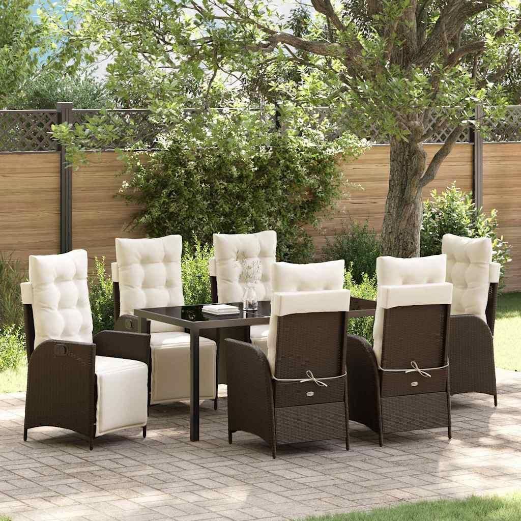 Maison Exclusive - Garten Essgruppe mit Kissen 7 pcs Braun Poly-Rattan
