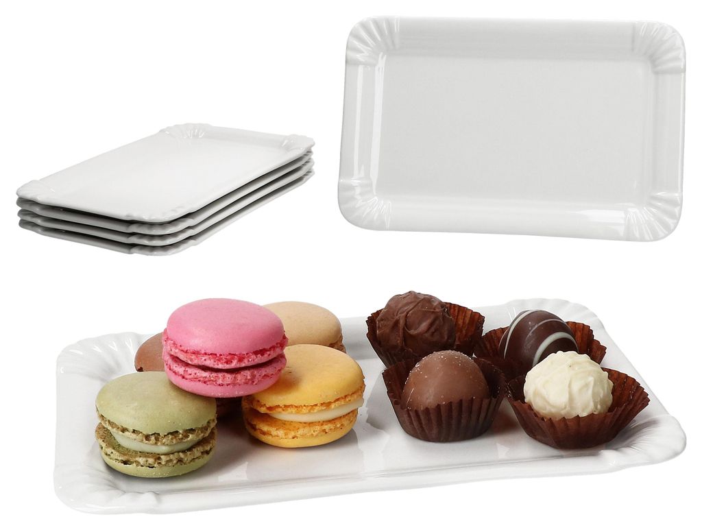 6x Čisté papírové talíře z porcelánu 19,5x12,8cm bílé Obrázek produktu 