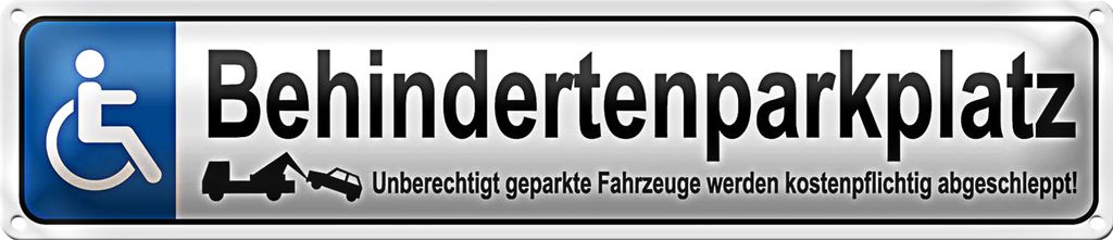 Blechschild Parken 46x10cm Behindertenparkplatz Dekoration